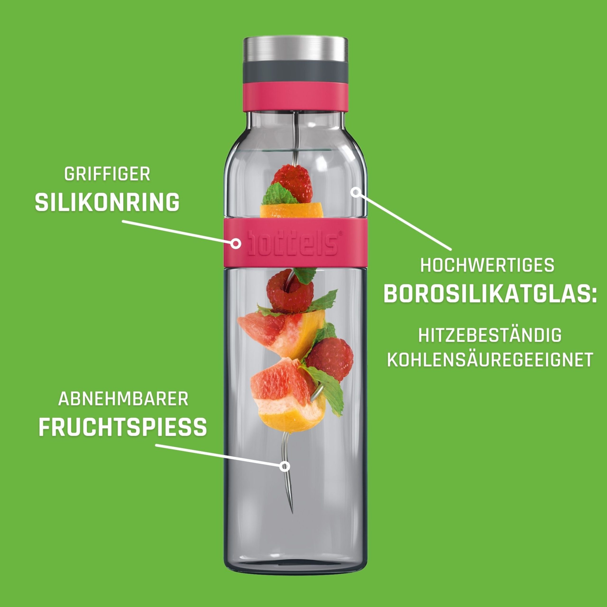 ΚΑΡΑΦΑ ΓΥΑΛΙΝΗ BODDELS 1100ML SUND RASPBERRY RED – πρόσθετη εικόνα 2
