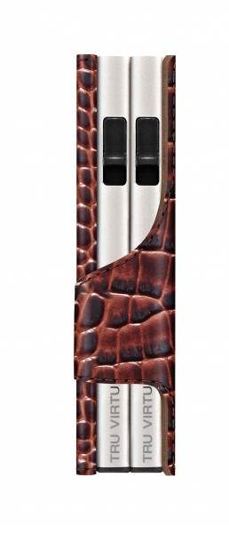 ΠΟΡΤΟΦΟΛΙ TRU VIRTU DOUBLEWALLET CLICK & SLIDE CROCO BROWN – πρόσθετη εικόνα 1
