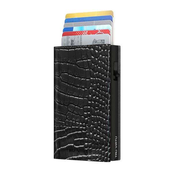 ΠΟΡΤΟΦΟΛΙ TRU VIRTU CLICK & SLIDE SLEEK CROCO BLACK