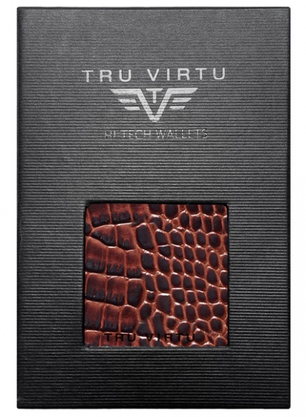 ΠΟΡΤΟΦΟΛΙ TRU VIRTU CLICK & SLIDE SLEEK CROCO BROWN – πρόσθετη εικόνα 4