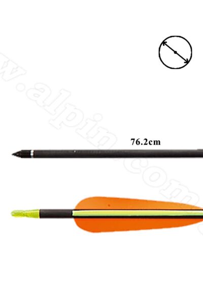 CARBON ARROW 7.8mm BLACK 30'' - 4'' VANES 2 YELLOW 1 RED - 6 PCS