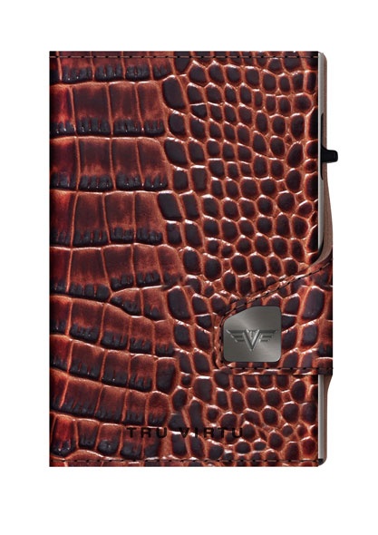 ΠΟΡΤΟΦΟΛΙ TRU VIRTU CLICK & SLIDE COIN POCKET CROCO BROWN – πρόσθετη εικόνα 2