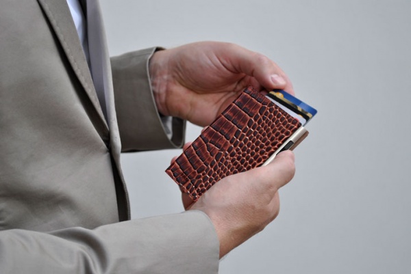 ΠΟΡΤΟΦΟΛΙ TRU VIRTU CLICK & SLIDE SLEEK CROCO BROWN – πρόσθετη εικόνα 3