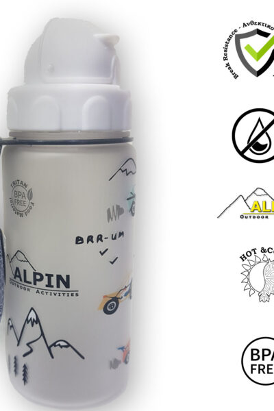 Παγούρι 450ml Alpin kids με καλαμακι - Tritan - Aυτοκίνητα