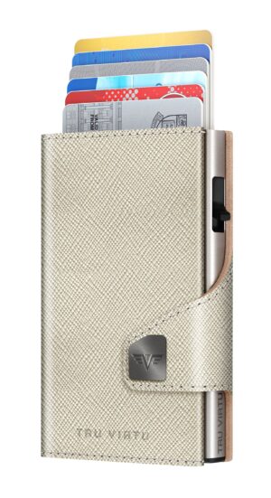 ΠΟΡΤΟΦΟΛΙ TRU VIRTU CLICK & SLIDE SAFFIANO WHITEGOLD SILVER