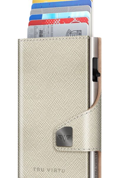 ΠΟΡΤΟΦΟΛΙ TRU VIRTU CLICK & SLIDE SAFFIANO WHITEGOLD SILVER