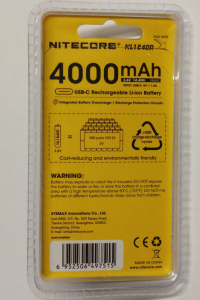ΜΠΑΤΑΡΙΑ NITECORE 18650 / 4000mAh (τιμή τεμαχίου), NL1840R – πρόσθετη εικόνα 1