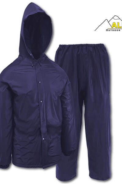 Navy Pvc 0.15mm Rainsuit With Zipper L