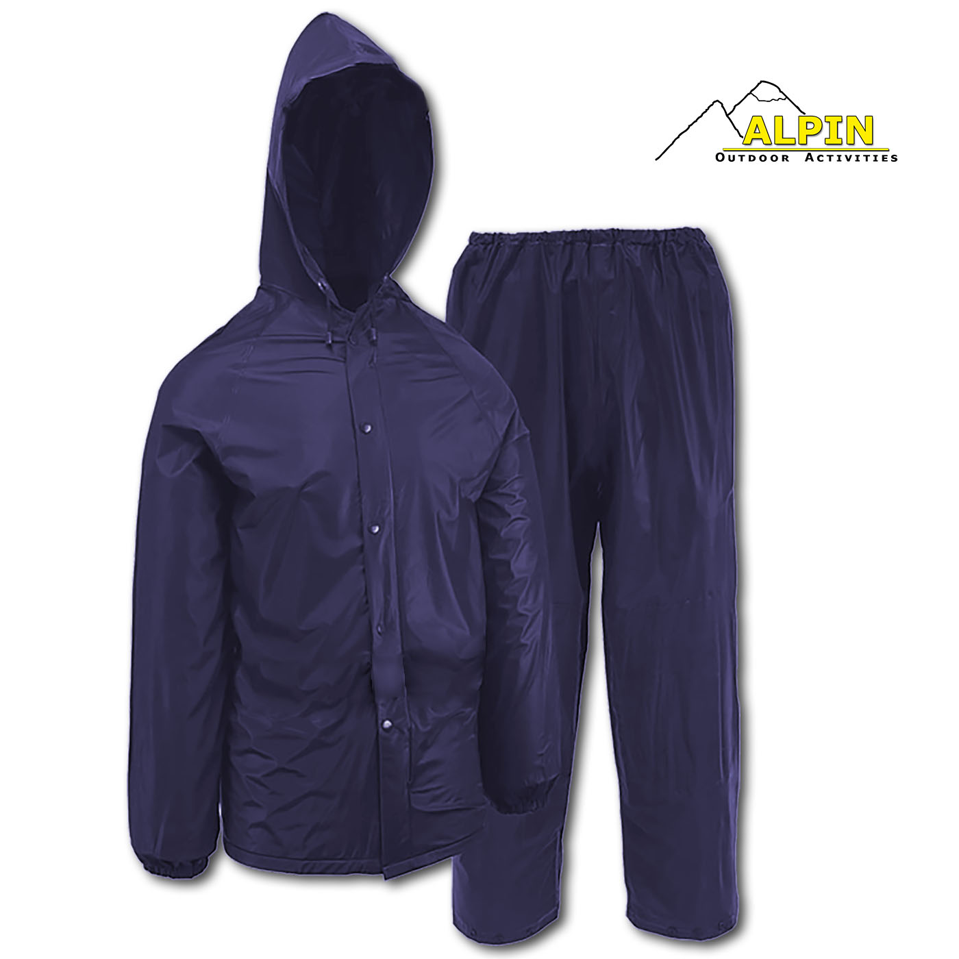 Navy Pvc 0.15mm Rainsuit With Zipper L