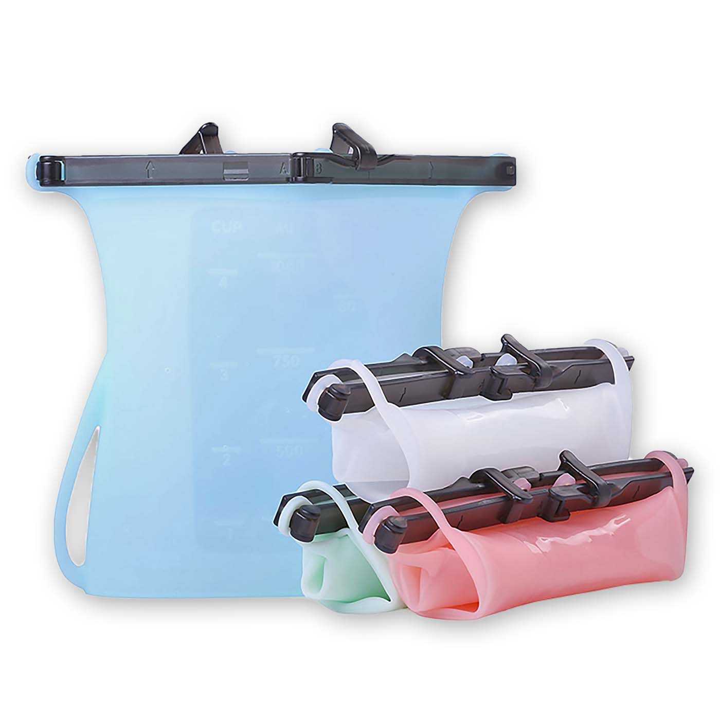 Medical grade silicone Storage bag,195 120 185mm,1000ml - Cyan